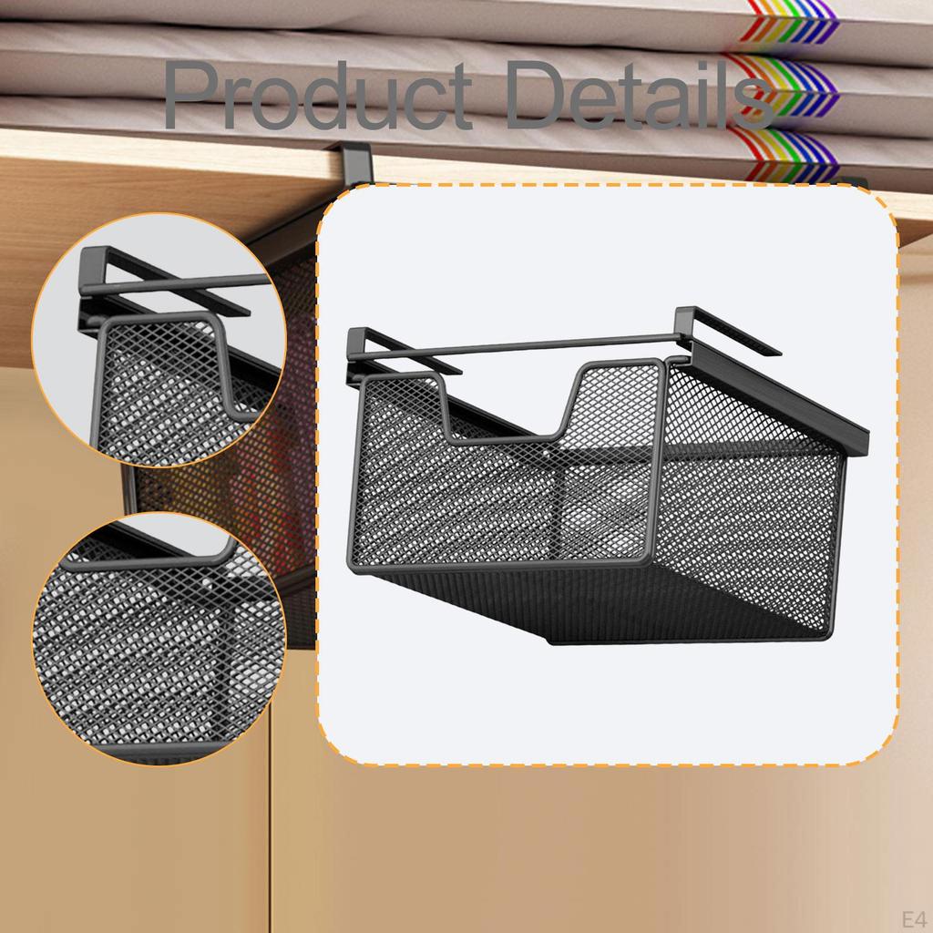 under Shelf Basket Black Decoration Space Saving Portable Hanging Pullout Drawer Organizer