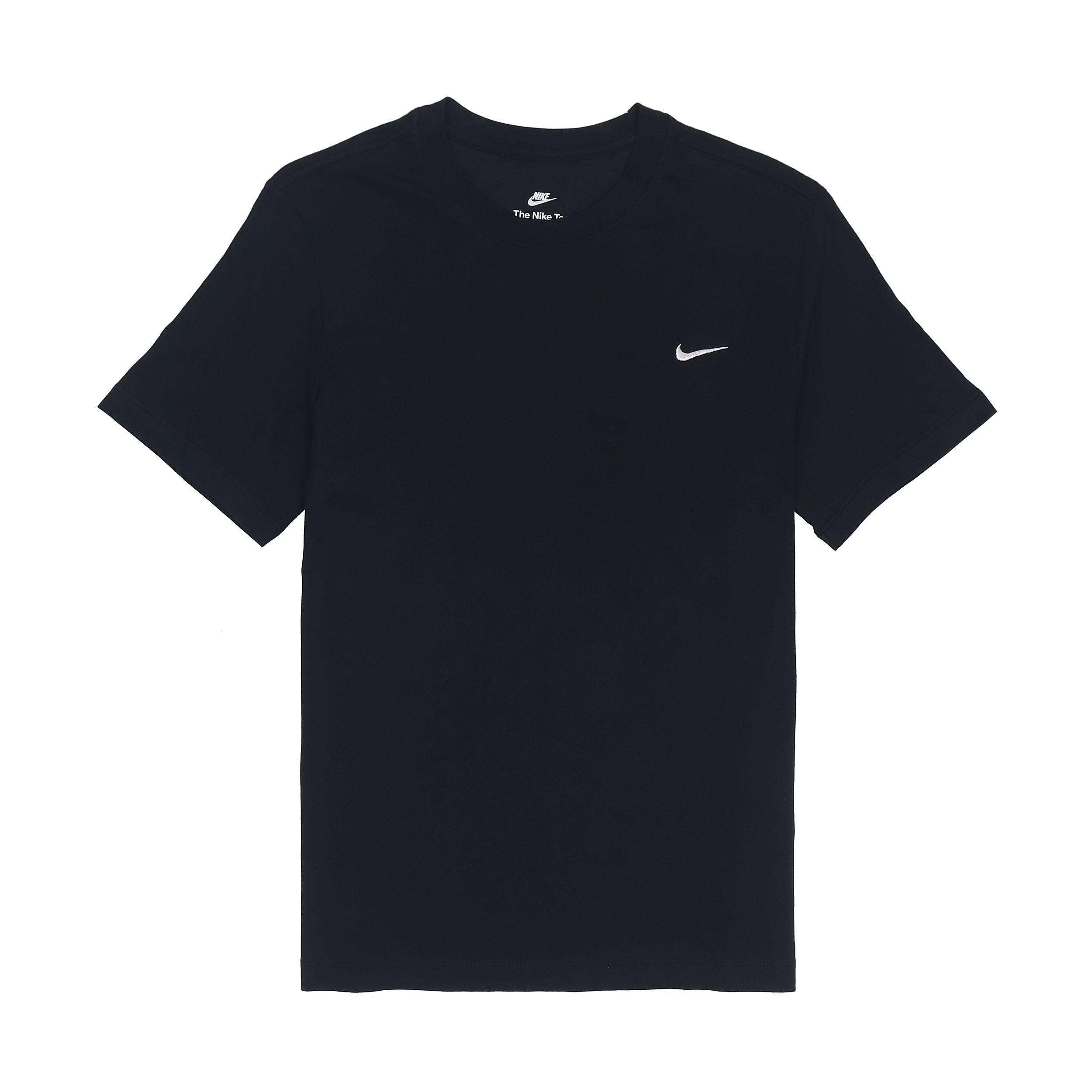 Nike Sportswear Solid Color Embroidered Logo Micro Mark Round Neck Casual Short Sleeve Black Men s BV0508-010 XL