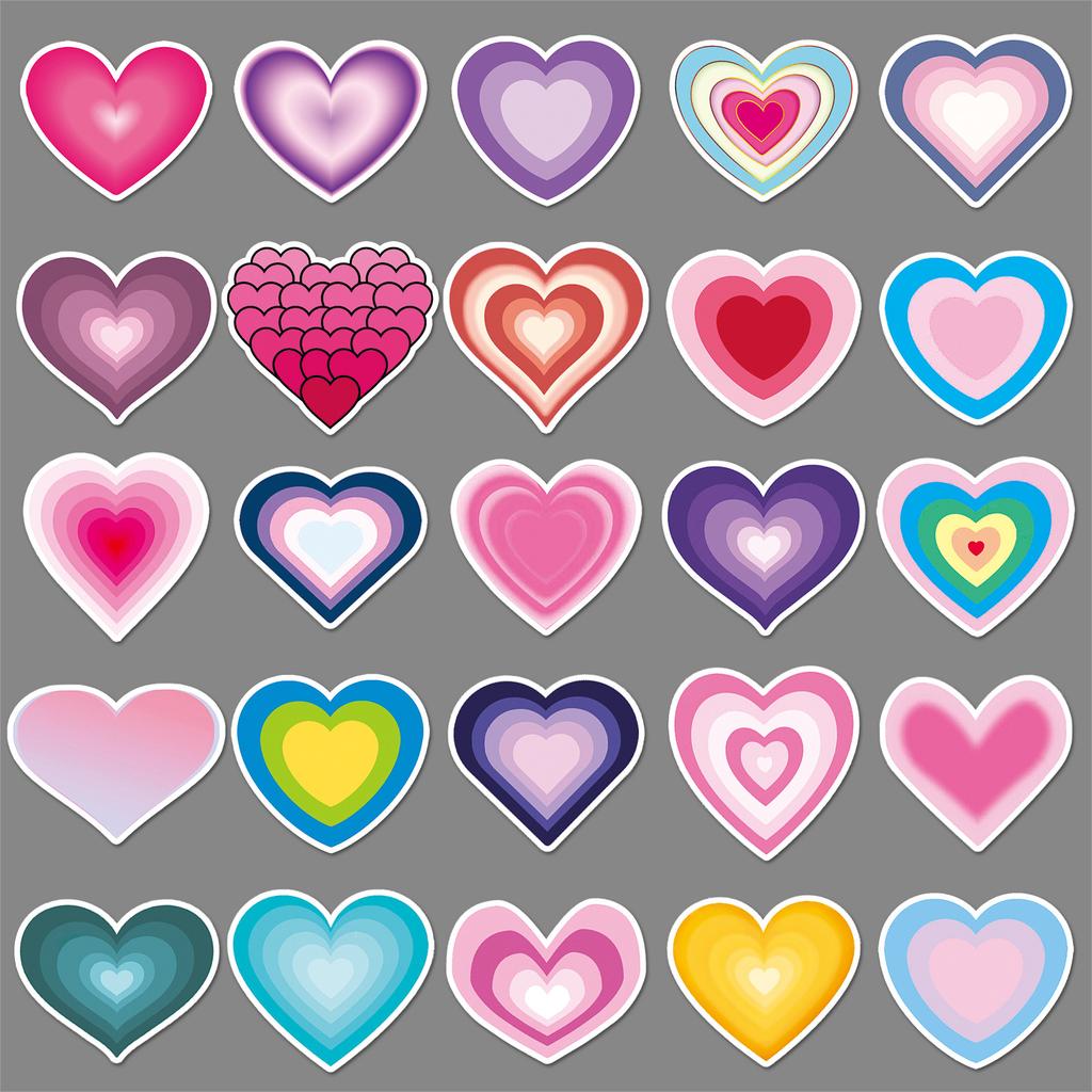 50 Gradient Love Personality Graffiti Fresh Ins Style Children's Guka DIY Skateboard Suitcase Stickers Waterproof