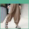 Men Retro Casual Cotton Harem Japanese Trousers With Comfortable Linen Fabric For Stylish Everyday Wear