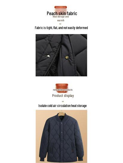 Grandpa's Warm Cotton-Padded Winter Coat - Fleece-Lined Jacket for Middle-Aged & Elderly Men