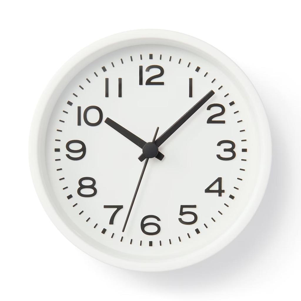 MUJI Analog Clock, Small (with Stand), White, MJ-ACSW2, 44275702, Dimensions: 124mm (W) X 54mm (D) X 130mm (H) (with Stand)