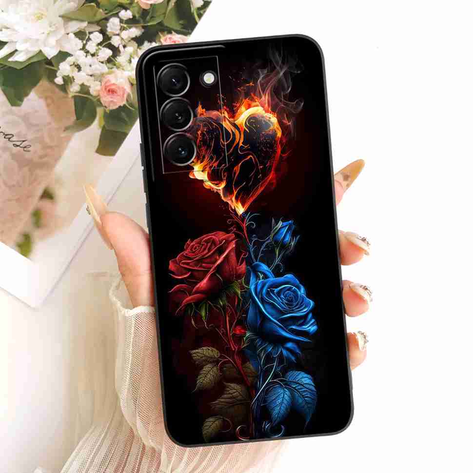 For Samsung Galaxy S22 Plus 5G Case Cute Cartoon Cat Flower Soft Back Cover For Samsung S22 Plus S22+ 5G SM-S906B Phone Cases