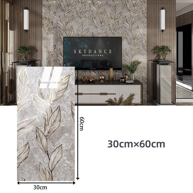 60*30cm Thickened Gold Foil Self-Adhesive Tile Sticker, Faux Ceramic Tile Wallpaper Waterproof  Wallsticker Kitchen & Living Room Decor