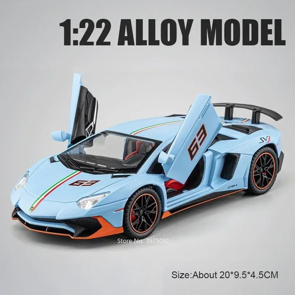 Scale 1:22 Supra LP780 Sports Car Model Toy Doors Opened Alloy Diecast Music Light Pull Back Models Presents for Children