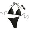 1011 New European and American Sexy Fashion Metal Jewelry Splicing Women's Triangle Bag Swimsuit BIKINI Bikini