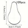 Gourd-Shaped Curtain Hooks, Stainless Steel, 109pcs for Home/Hotel