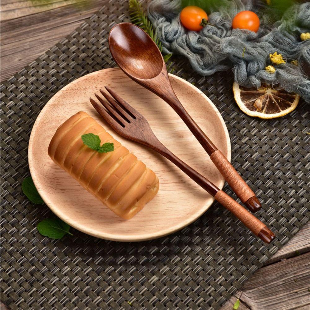 Handmade Wooden Fork Natural Dinner Kit New Dinnerware Cutlery  Kitchen Accessories