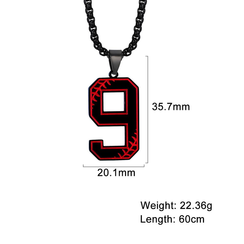 My Shape 0-9 Number Pendant Necklace for Men Boy Sport Basketball Figure Baseball Pattern Stainless Steel Necklaces Punk Jewelry