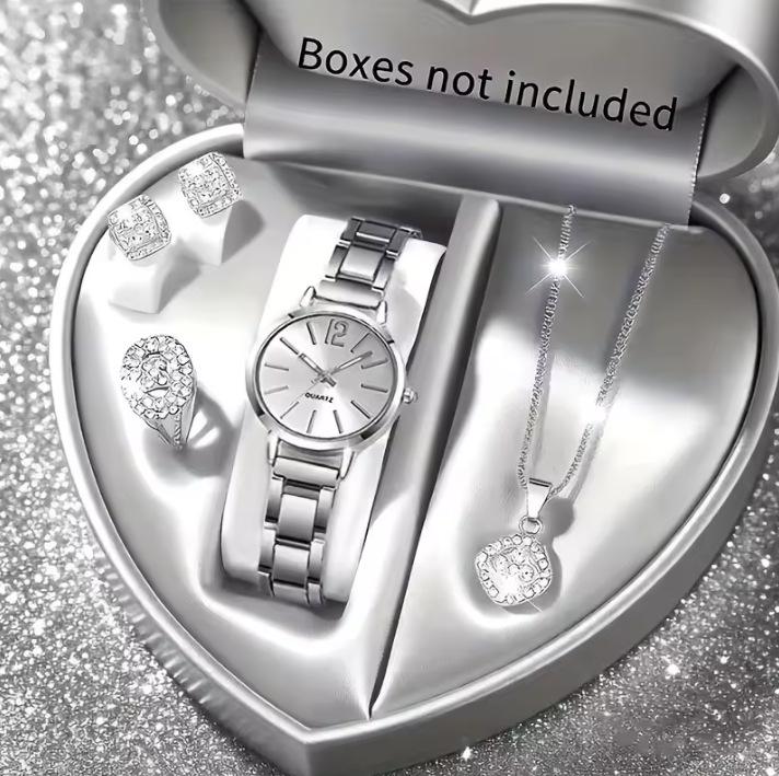 Fashion Roman Numeral Women's Watch & Bracelet Set with Diamond Inlay