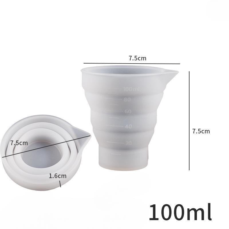 Silicone Resin Measure Cups Graduated Silicone Measuring Collapsible Long Mouth Silicone Measuring Cups for Epoxy Molds