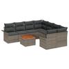 VidaXL Set de Canapé de Jardin 9 Pièces avec Coussins Gris Poly Rattan Acacia 3347307