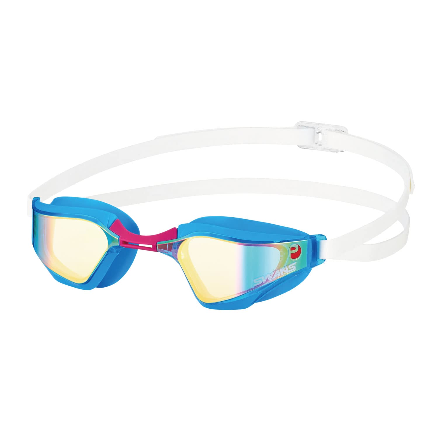 

SWANS VALKYRIE SBRU Sky Blue with Flash Ruby Mirror Racing Swimming Made in FINA Antibacterial SR-72MPAFAB Goggles, Japan, Anti-Fog, Cushioned,