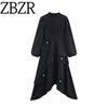 Za Autumn New Women Clothes 2025 Western Style Versitile Fashion Simple Irregular Flower Decoration Dress