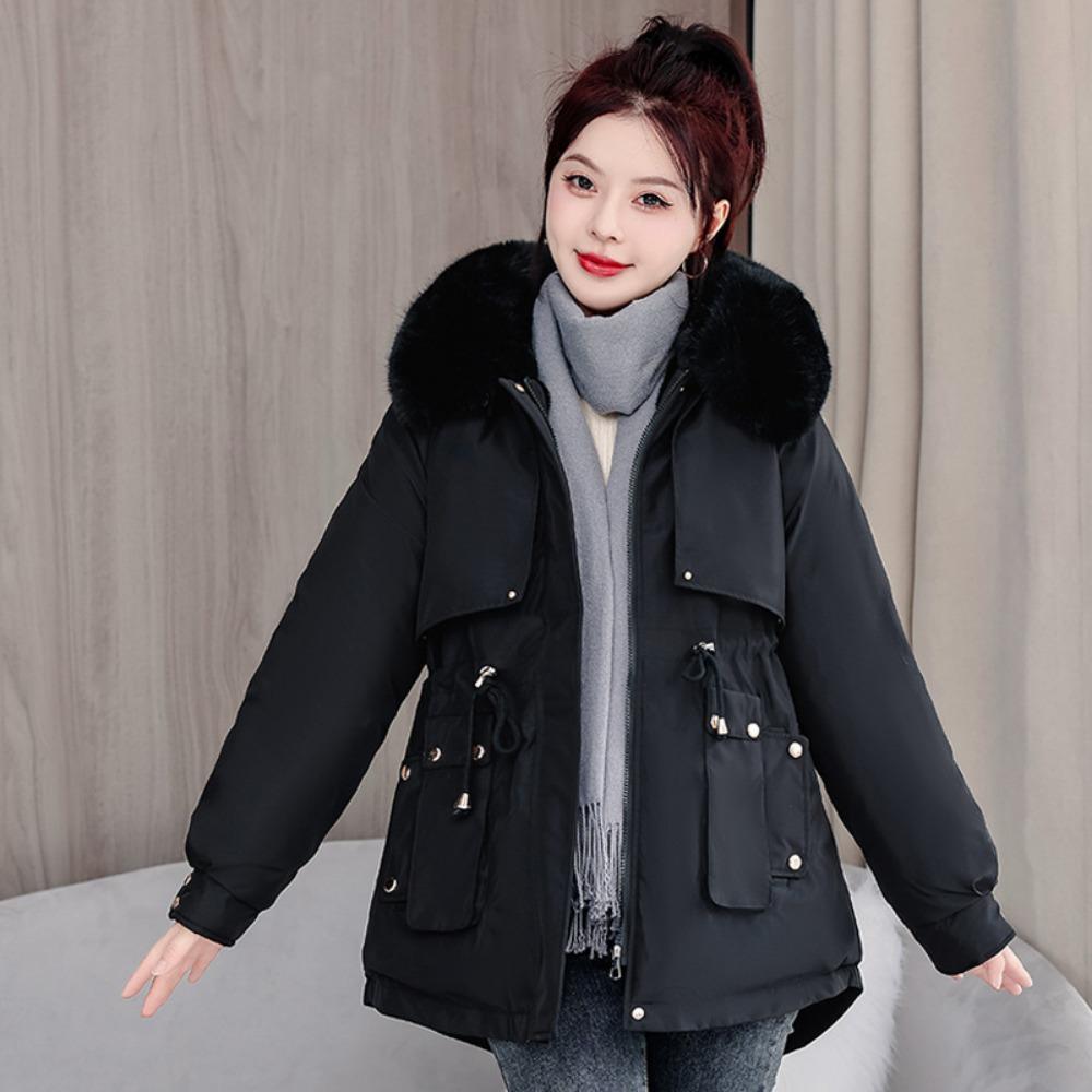 This is a Korean-style Pai winter version of a slimming and elegant cotton-padded jacket with thick fleece and warmth