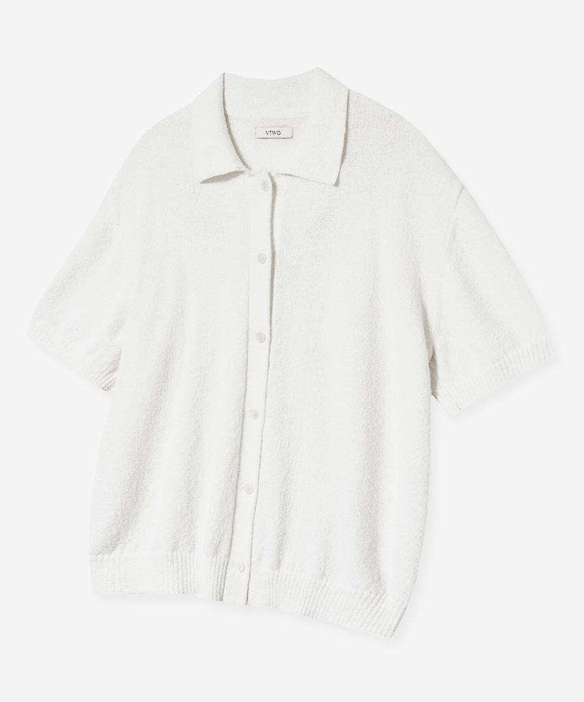 VTWO Cool Washable Boucle Collar Knit (Ivory)