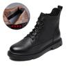 2025 autumn new short Martin boots women's V-mouth lace-up flat-bottomed short boots leather British single boots women's boots