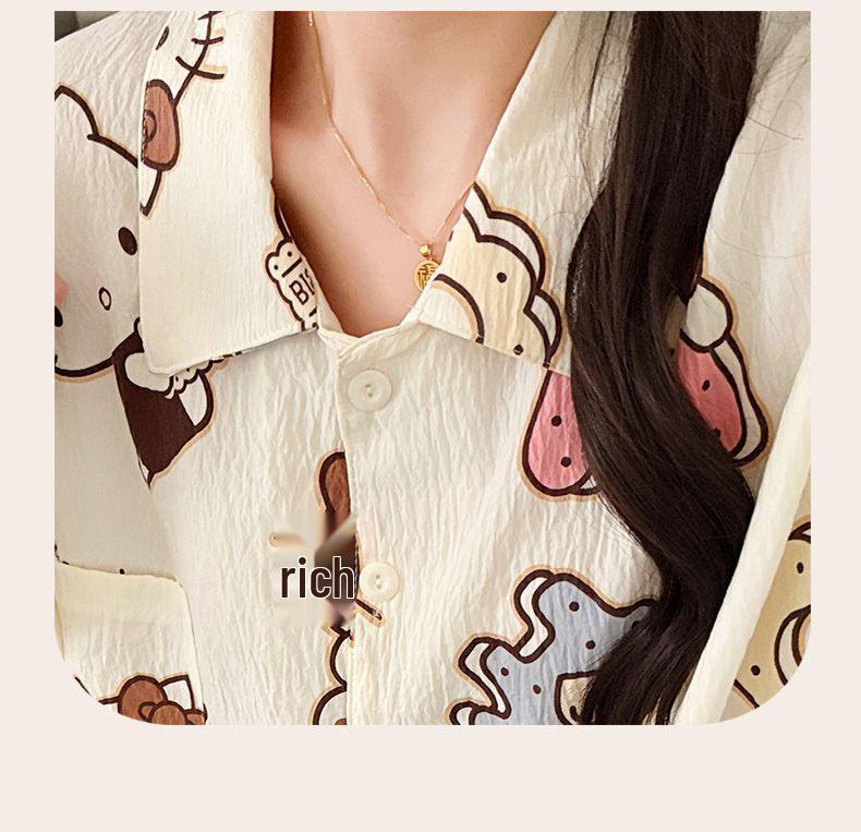 Set Pijama Drăguț de Desene Animate pentru Femei 2025 - Cardigan de Primăvară/Toamnă cu Mâneci Lungi și Pantaloni