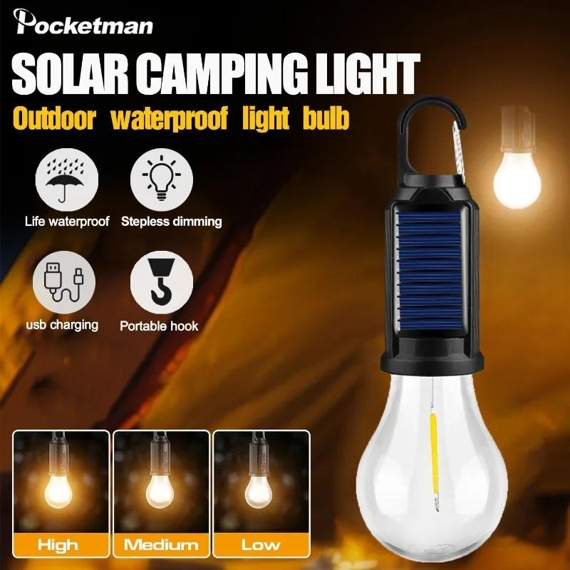 Outdoor Solar Camping Light Decorative Bulb Rechargeable Hookup Camping Vintage Tent Light Ambient Light Tungsten Light