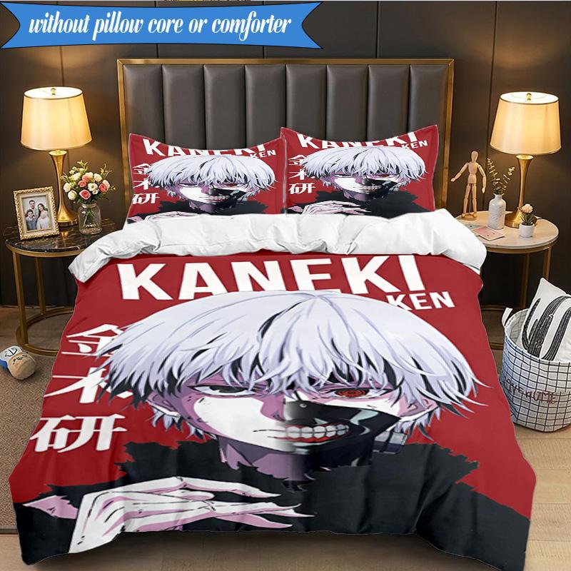 3PCS Tokyo Ghoul Kaneki's Struggle Bedding Set 2D Printing (Includes 1 Duvet Cover + 2 Pillowcases Coreless), Bedroom decor,Fan Gift