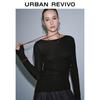 UR2026 Women's Slim Fit Pleated T-Shirt with Button Detail