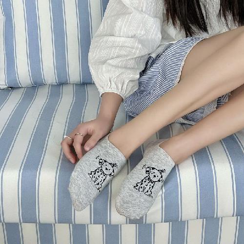 Cartoon Dog Cute Sock Slippers Cotton Thin Breathable Summer Invisible No Show Socks Silicone Non-slip Low Cut Ankle Boat Socks