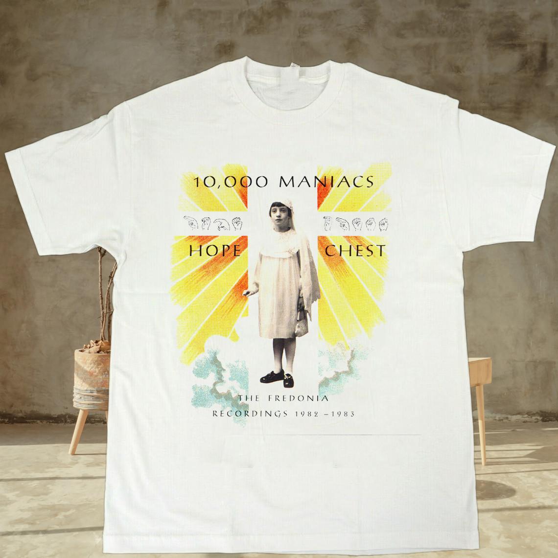 

10,000 Maniacs Band Hope Chest White Cotton T Shirt All Size S-5XL 5XL різнокольоровий