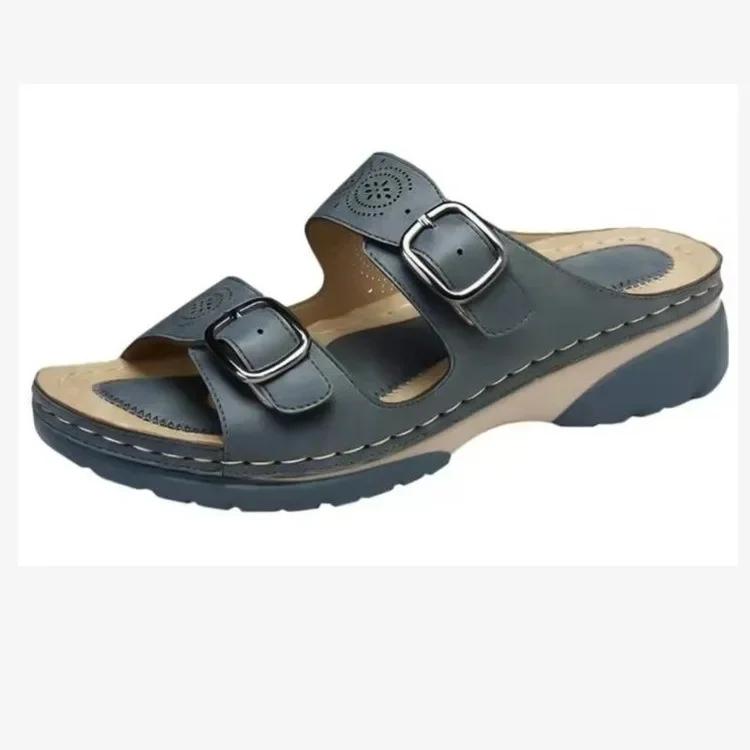 2025 Wedges Sandals Shoes for Women Fashion Belt Buckle Platform Outdoor Walking Slippers Non-slip Open Toe Ladies Shoes
