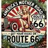 Letrero Metálico Retro Ruta 66 Decoración Vintage de Aluminio para Pared para Garaje Man Cave Bar 8x12 Pulgadas