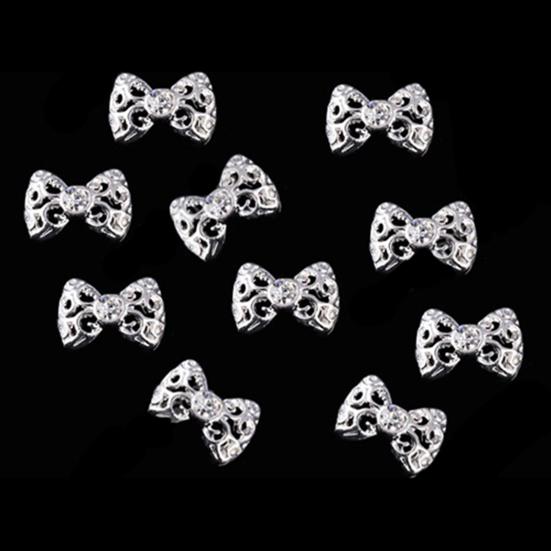 10 Stücke Nail art Aufkleber 3D Bowknot Muster Stilvolle Legierung Strass Nagel Aufkleber für Dating