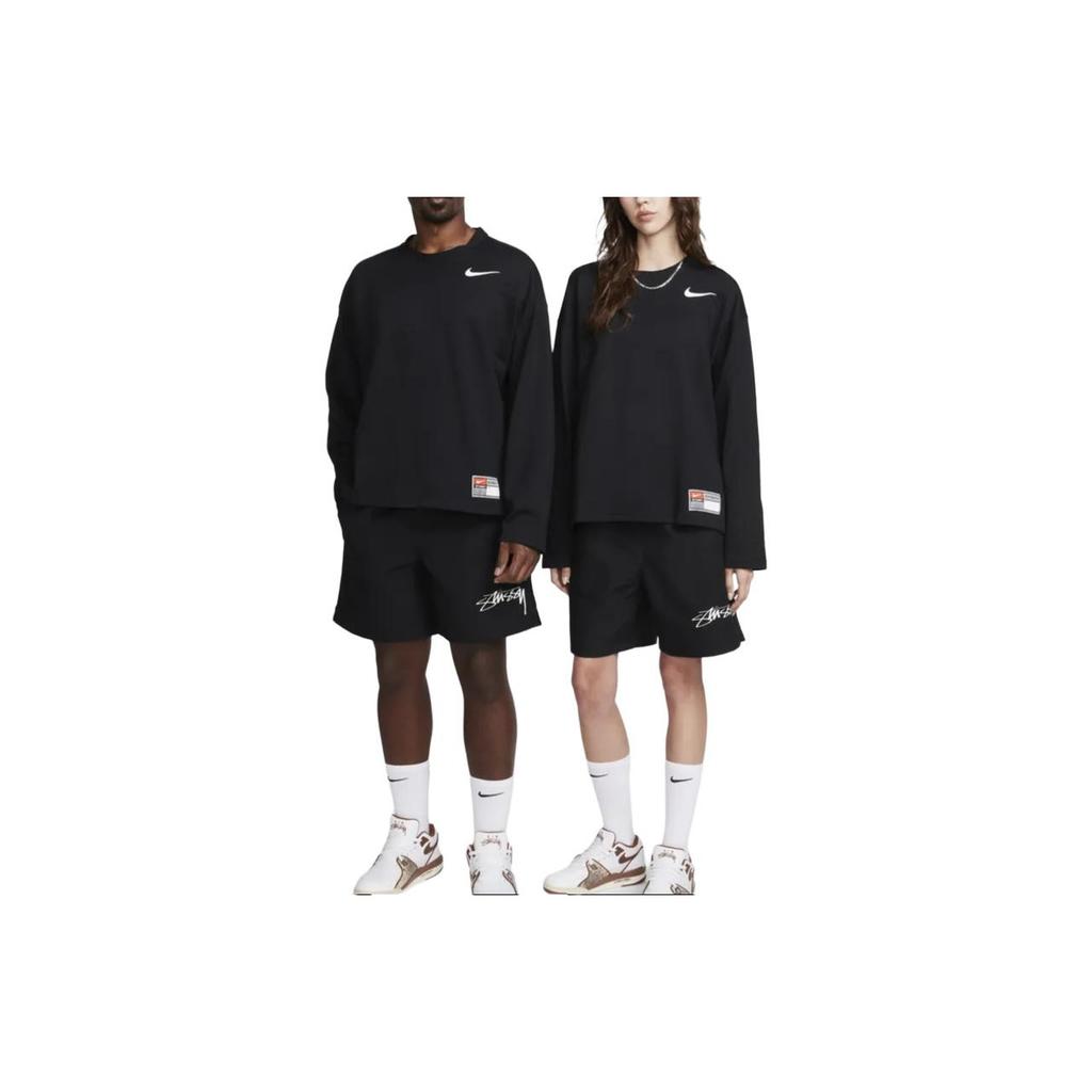 Nike X Stussy Co-Branded FW23 Logo Print Mesh Long Sleeve T-Shirt Unisex Tops Black FJ9165-010