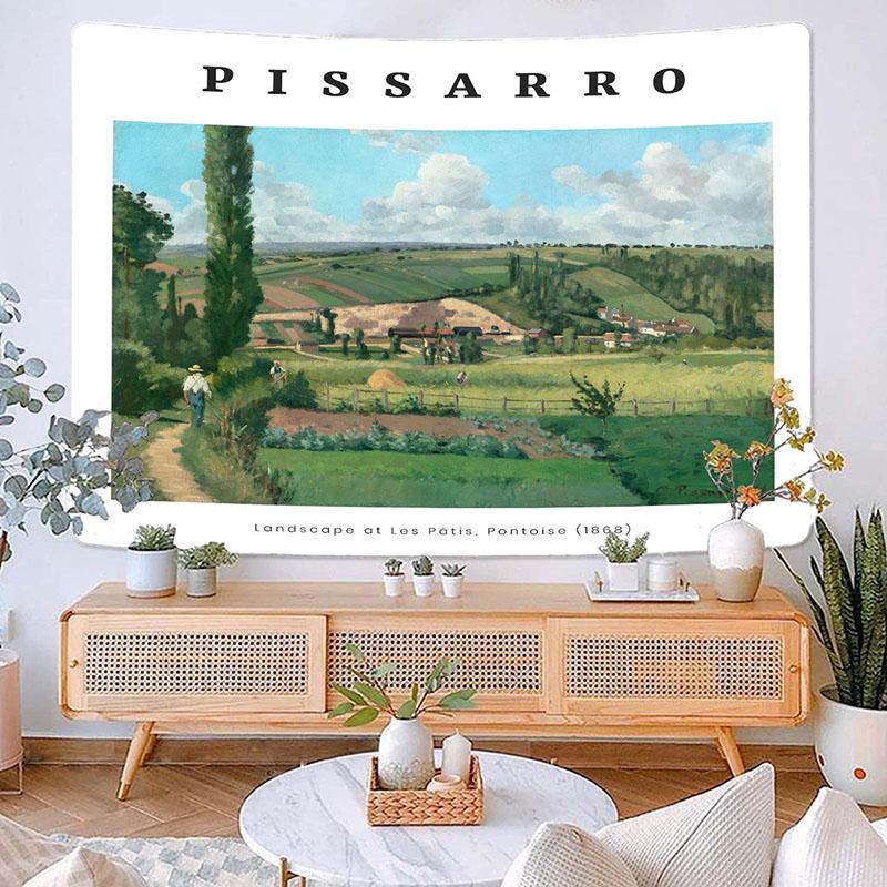 

Tree Landscape Oil Painting Printing Tapestry Nordic Sanding Decorative Hanging Cloth Aesthetic Scenery Bedroom Dorm Background 74x94cm(29x37in)
