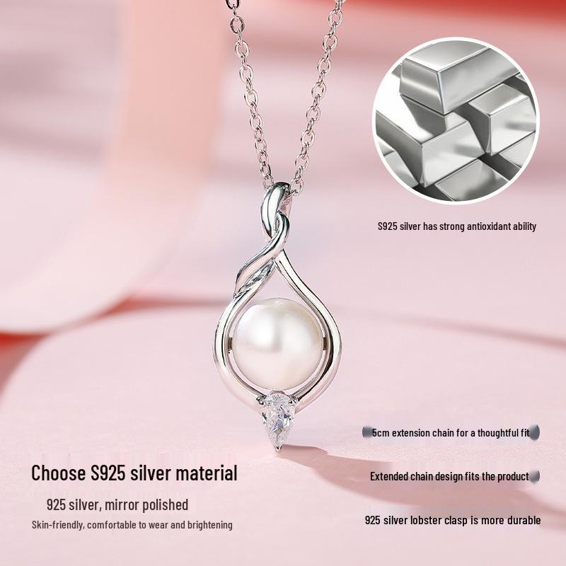 Elegant S925 Silver Freshwater Pearl Pendant Necklace for Women