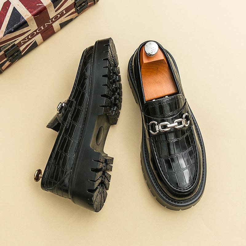 

Fashion Business Men Loafers Men Casual Thick-soled Anti-slip Wear-resistant Leather Shoes Social Travel Shoes in Sizes 38-46 Men Shoes 46 чёрный
