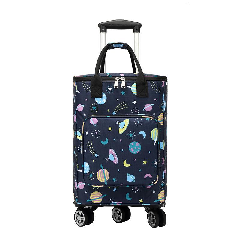 Portable Small Trolley Cart with Universal Wheels and Insulated Shopping Bag