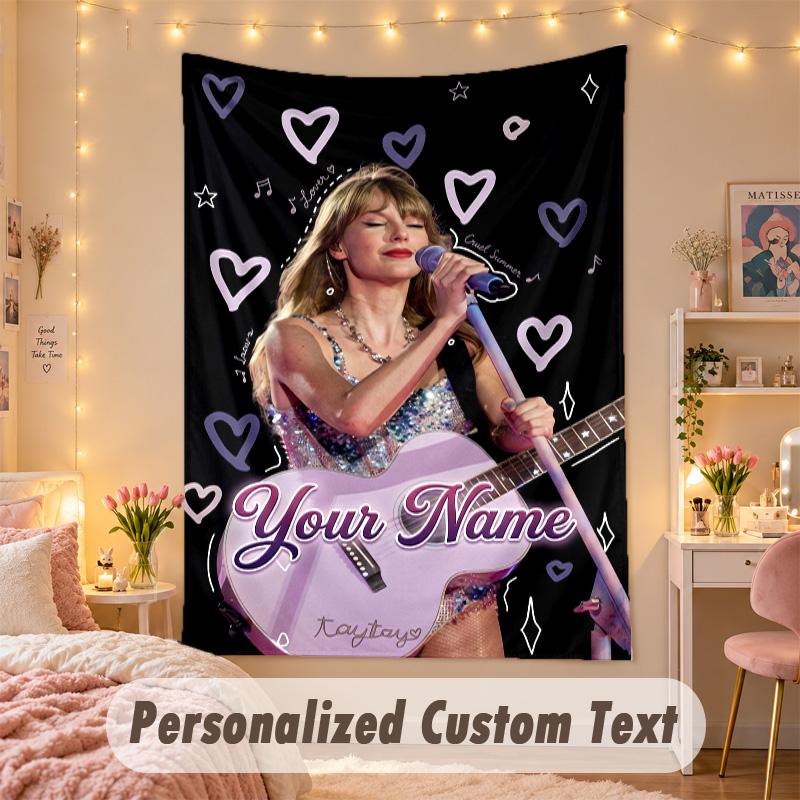 Custom Personalized Tapestry,Taylor Swift Print Custom Name Text Wall Art Hanging for Bedroom