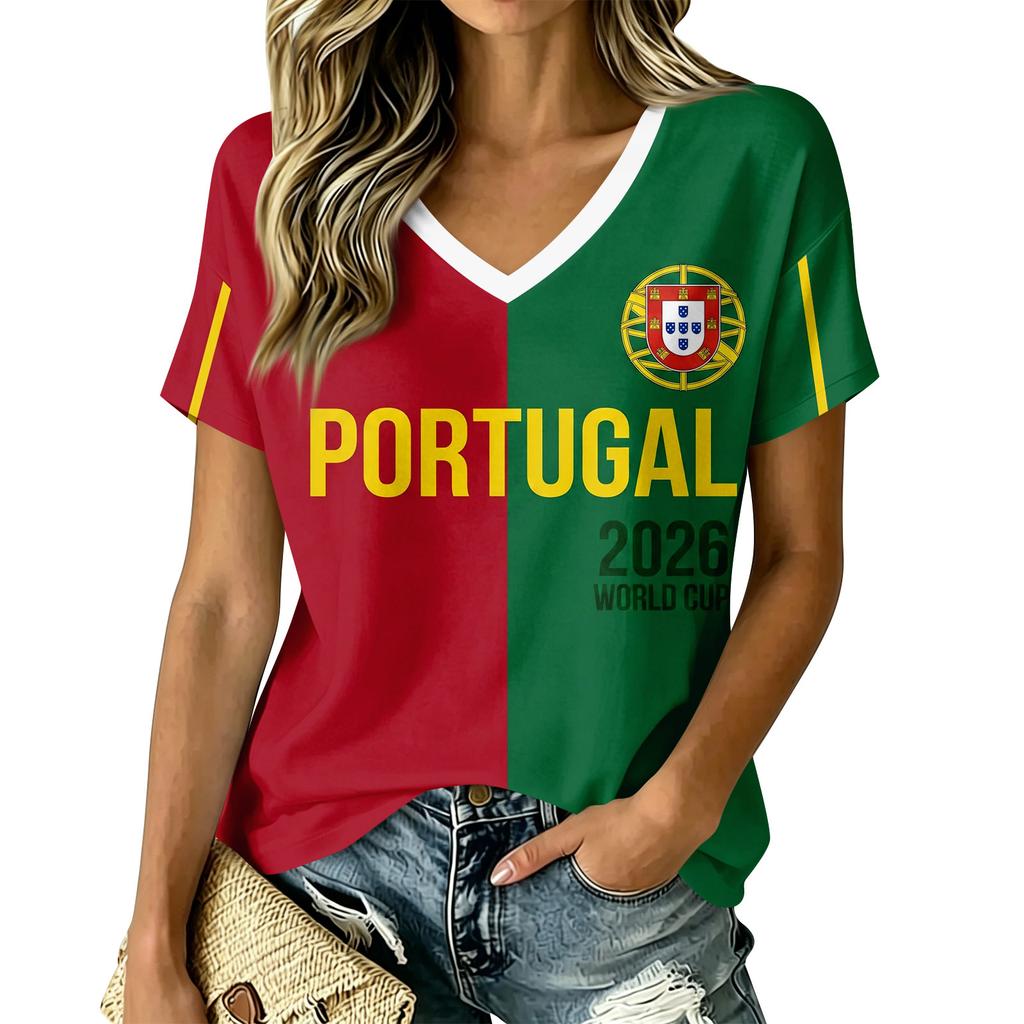 Women's V-Neck Football Top for Soccer Fans