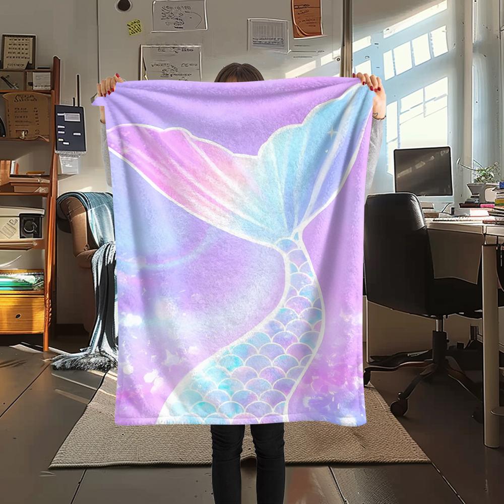 Mermaid and Stars Print Flannel Blanket,High Quality Comfortable for All Seasons,Home Decor,Warmth and Comfort,Perfect for Christmas Gifts