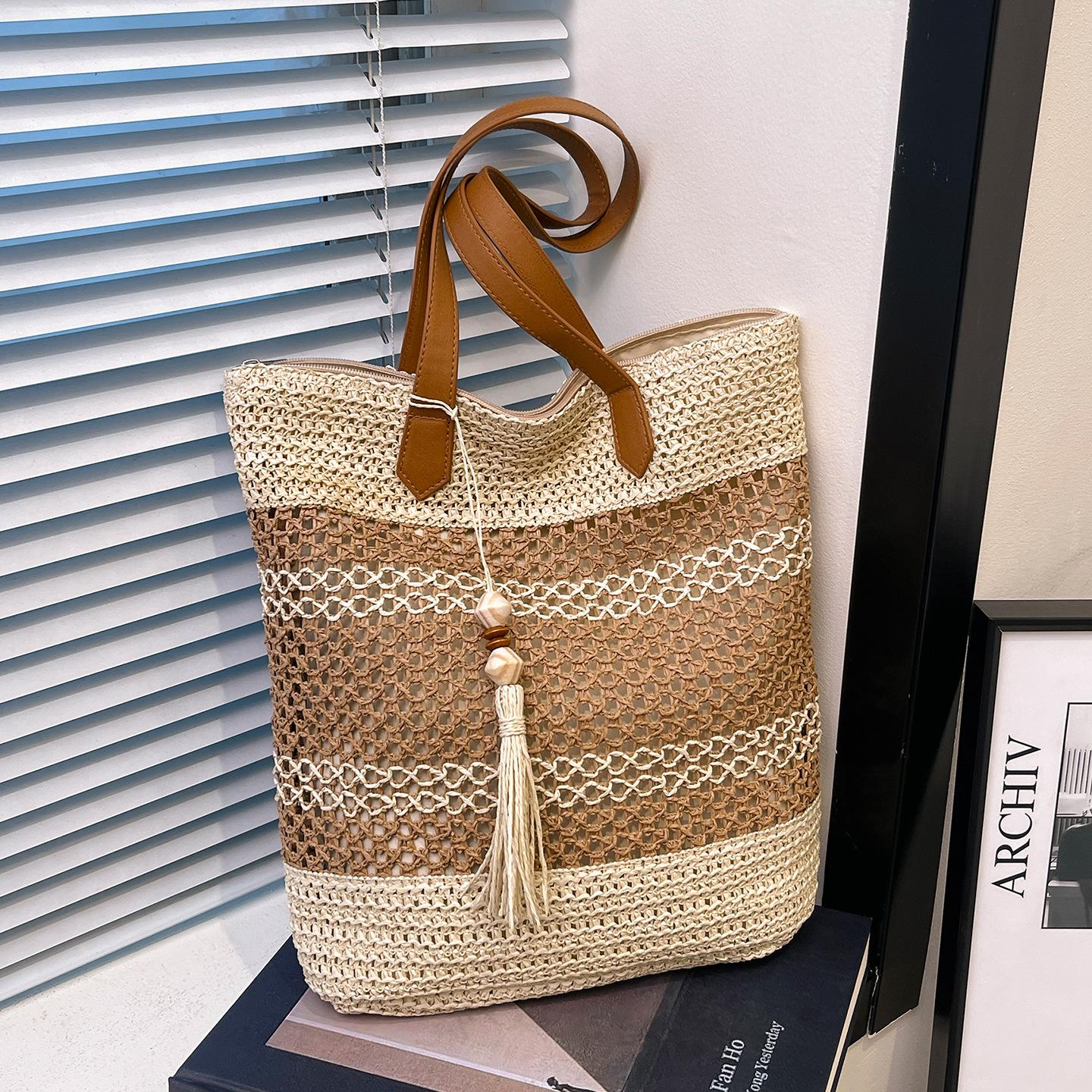 

New fashion casual niche women s bag beach bag portable shoulder straw woven tote bag personalized backpack simple women s bag