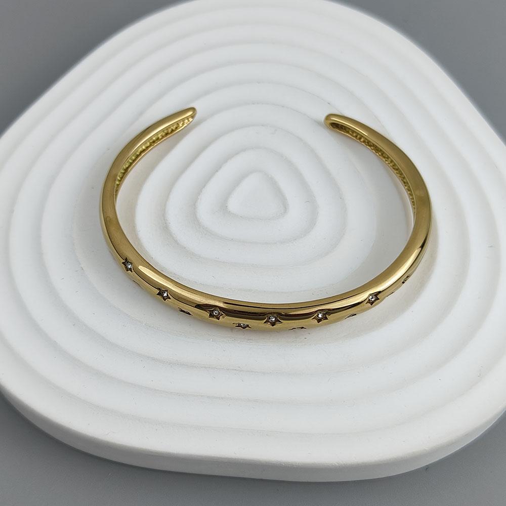 New Five-pointed Star Zircon Gold-plated Stainless Steel Bracelet 18K, High Quality Waterproof Couple Bracelet, Wife Gift