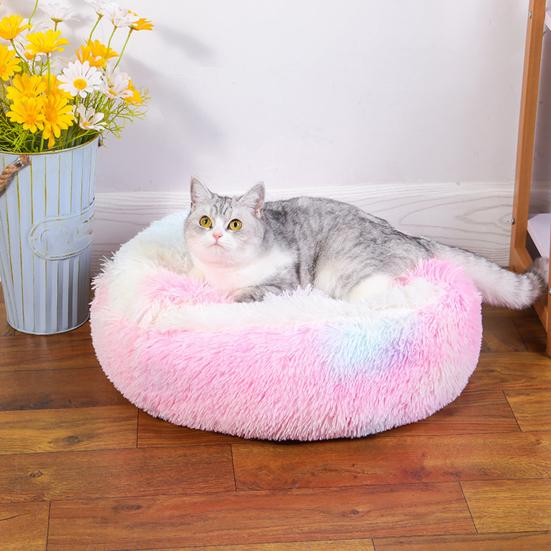 Pet House Warm Semi-Enclosed Kennel with Plush Lining Foldable Design Anti-Slip Bottom Stress-reducing Pet Bed