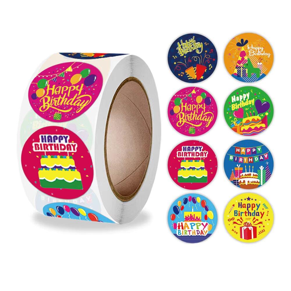 500pcs Happy birthday PVC Birthday Party Gift Wrap Self-adhesive Labels DIY Supplies