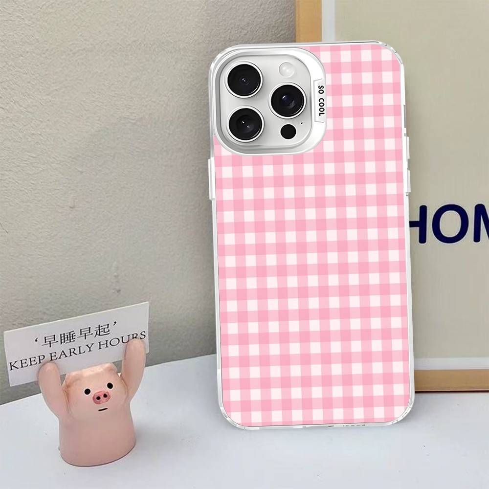 Simple Chic Lattice Pattern Phone Case For iPhone 17 16 15 14 13 12 11 Pro MAX Matte Shockproof Back Anti Fall Matte Cover