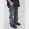 Unisex Retro High Street Pocket Jeans: Loose, Wide-Leg, Straight Fit Workwear for Couples