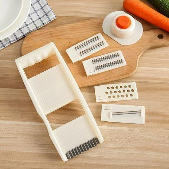 Multi-Functional Potato Shredder, Grater, Slicer & Peeler with Kitchen Brush