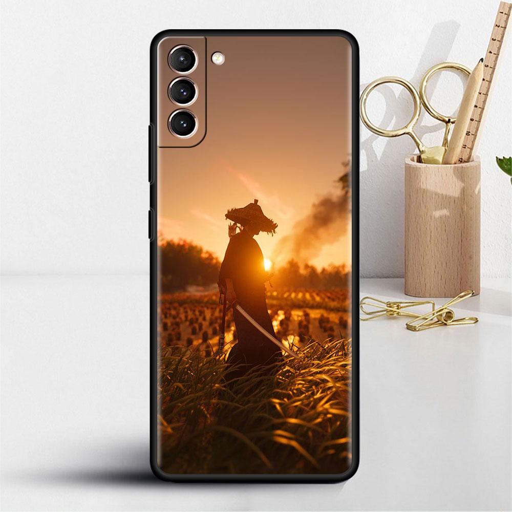 Landscape Ink Painting Japan Samurai Art Soft Case For Samsung Galaxy S22 S20 FE S21 S10 S9 Plus S8 Note 20 Ultra 10 Phone Shell