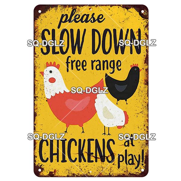 SQ-DGLZ Placă metalică vintage de avertizare Ouă de găini Placă de tablă Placă pentru magazin Home Bar Decor de perete Autocolant Placă de decorare Poster
