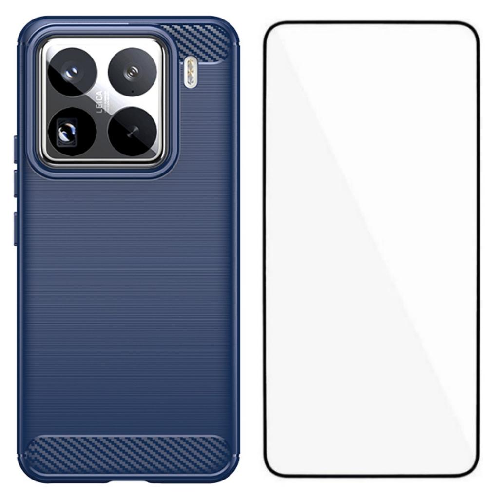 For Xiaomi 15 Pro Case with Screen Film WANLONFENG LS Series Big Lens Hole Brushed Texture TPU Phone Cover