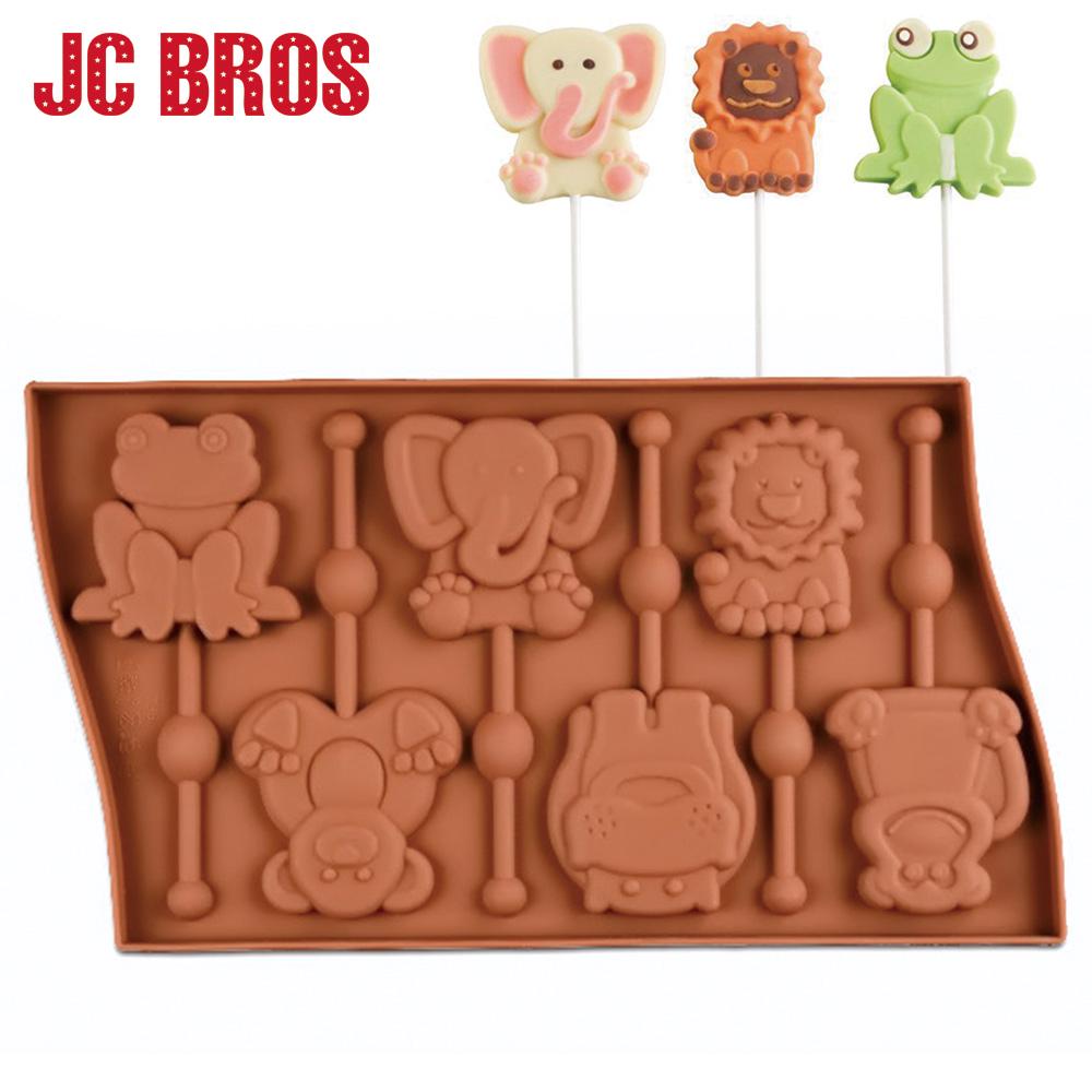 6 Cavity Animal Shaped Lollipop Silicone Mold DIY Chocolate Fondant Mould Cake Decorating Tools