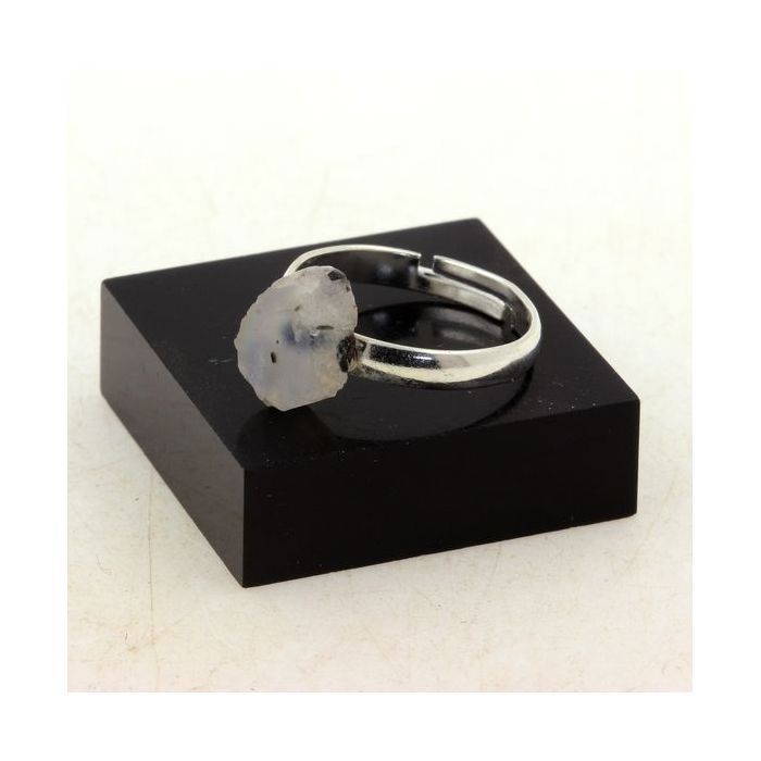 Pierres et Minéraux. Bague Pierre de Lune brut plaqué argent. 9.01 ct. Taille réglable.